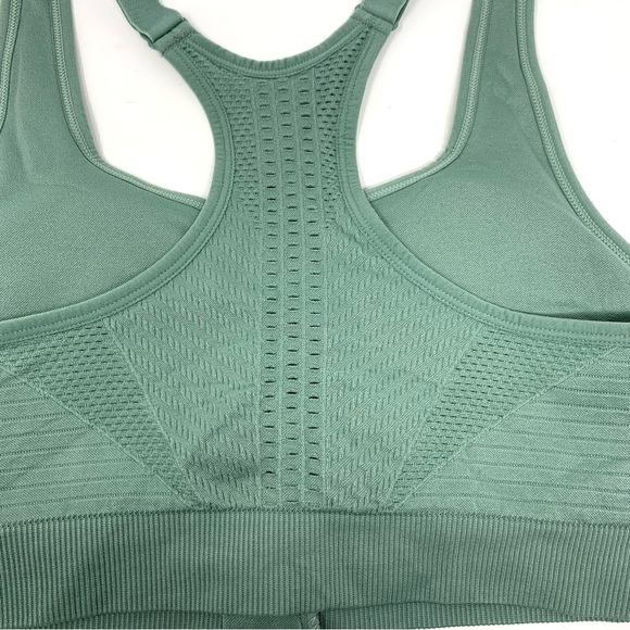 New Balance Seamless Mid Impact Zip-Front Sport Bra Top in Sage Green Size XL - Picture 10 of 10